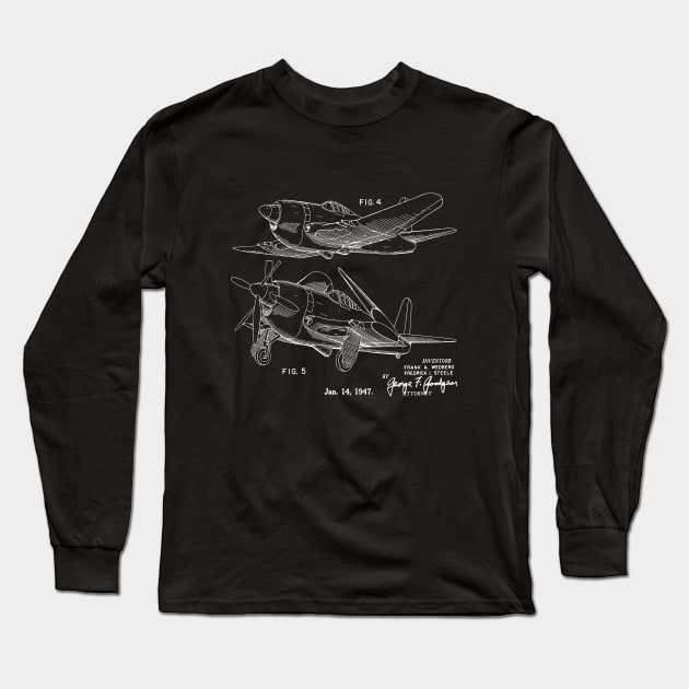 1947 Airplane Design Patent Image Long Sleeve T-Shirt by MadebyDesign